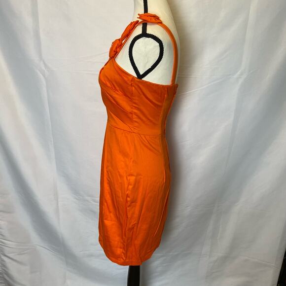 B Darlin Orange Flower One Strap Bodycon Formal Mini Dress Size 5/6 - Picture 5 of 12